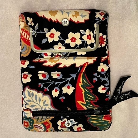 VERA BRADLEY Versailles One For The Money Wallet Black Blue Orange Floral - Picture 6 of 11